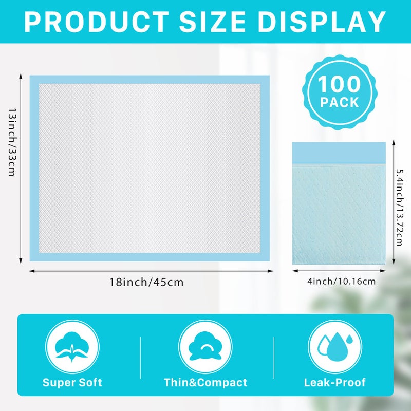 Erinnmy 100 Pack Disposable Changing Pad,High Absorbent Diaper Changing Pads,Waterproof Leak Proof Baby Disposable Underpads,Breathable Incontinence Changing Pad for Adult Child Baby Pets,13X18inch - Image 2